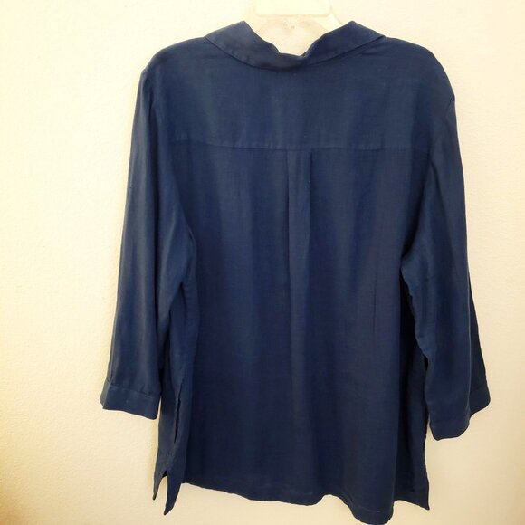 Chico's Blue 100% Linen Pullover Tunic Top with Pockets Size 20 EUC - Picture 5 of 10